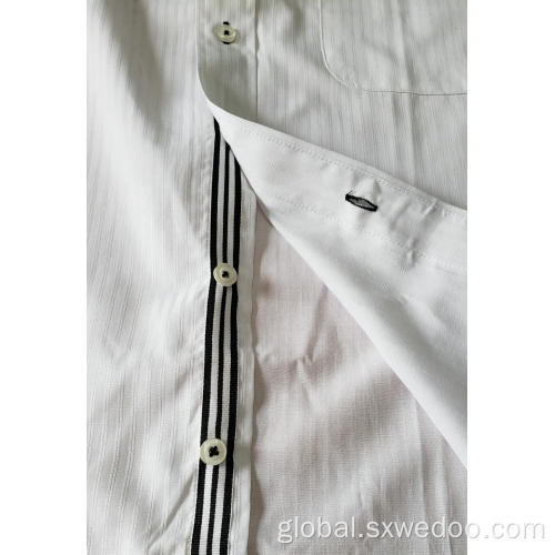 White Jacquard Men's Shirts Button Down Collar White Jacquard Long-sleeved Men's Shirts Manufactory